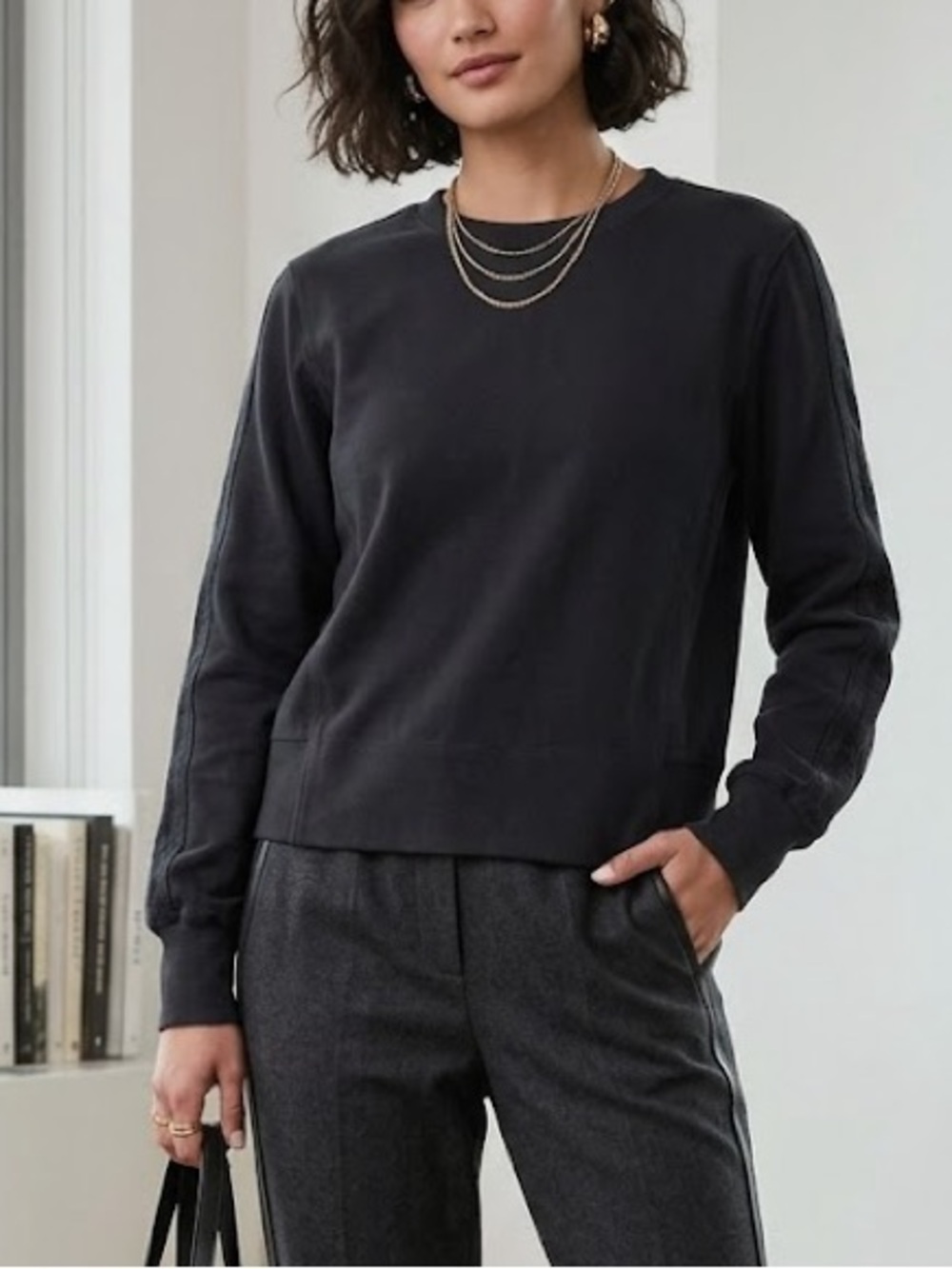 Athleta Farallon Garment Dye Sweatshirt Black